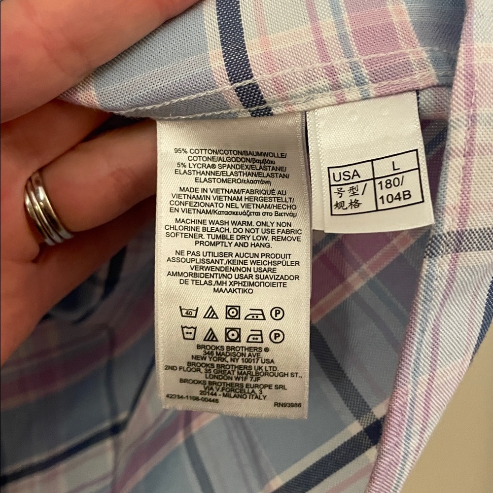 Brooks Brothers Regent Fit Plaid Button Up Pastel | Men’s Size L - Picture 6 of 6